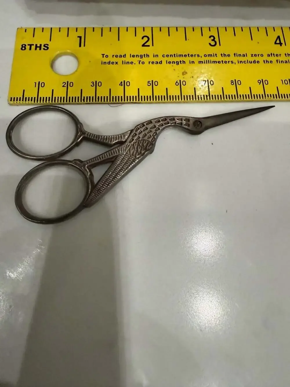 Vintage Stork Embroidery Scissors and Thimble Sewing Set, Made in Italy